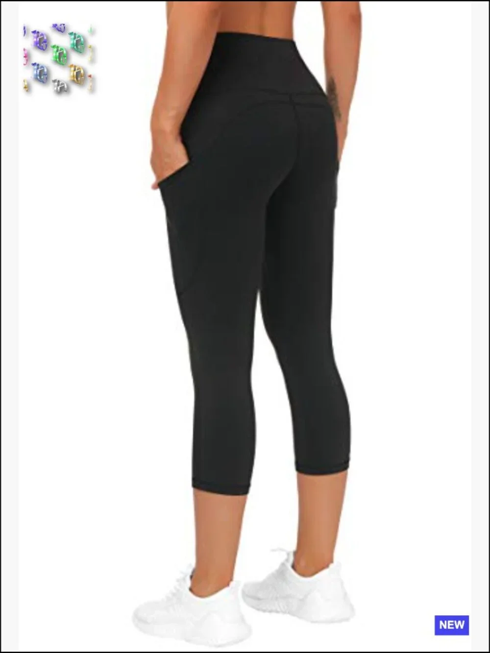 High Waist Capri Yoga Leggings with Pockets Tummy Control Workout Running